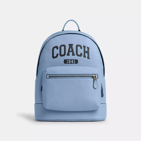 NWT Coach West Leather Backpack With Varsity - Picture 1 of 12